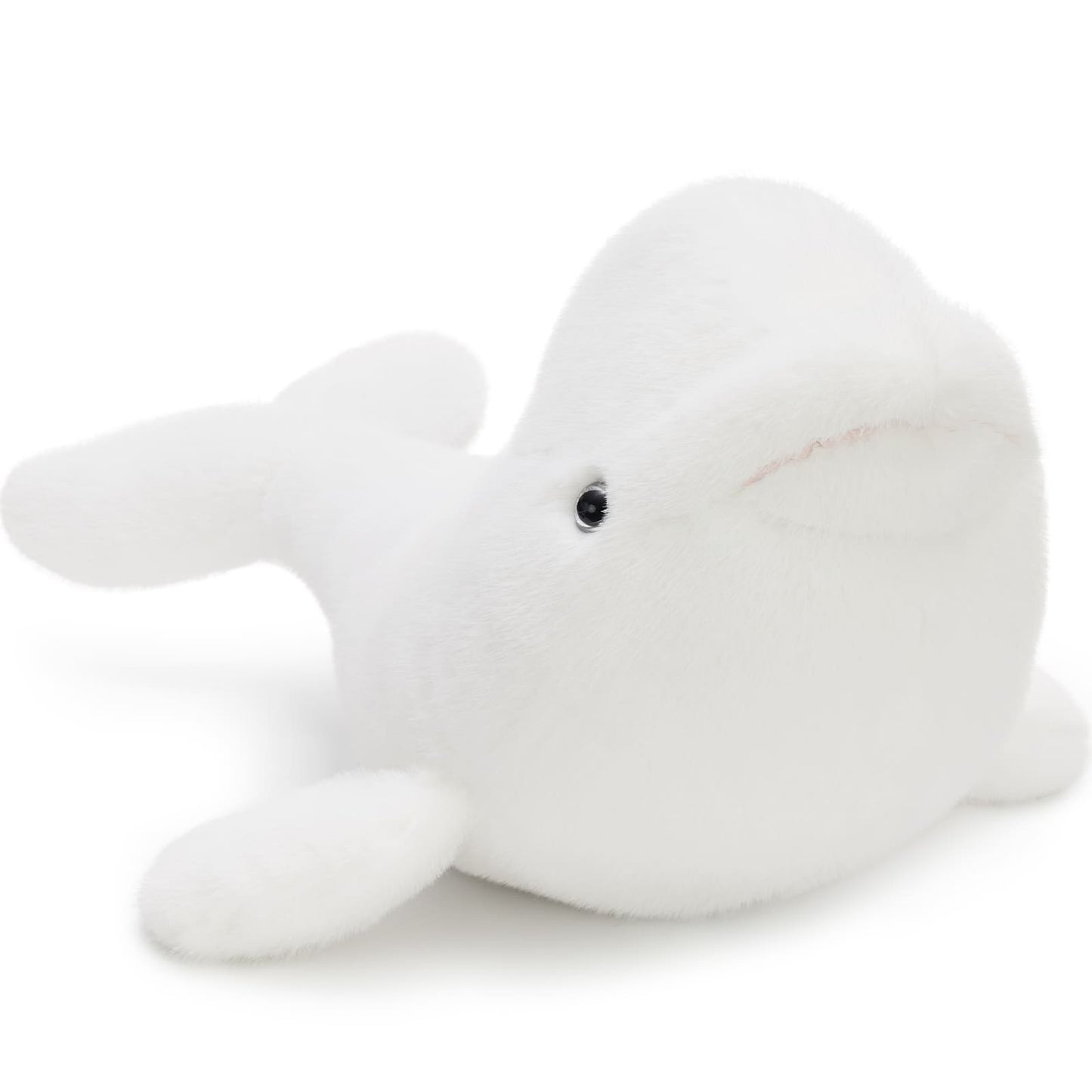 27.5-inch white Beluga Whale Plush Toy, large soft marine stuffed animal, lifelike cuddly whale for kids, teens, and collectors, ocean-themed plush.