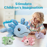 Axolotl Stuffed Animals with Babies Inside The Belly, Blue, 31.5 Inches - MorisMos Stuffed Animals