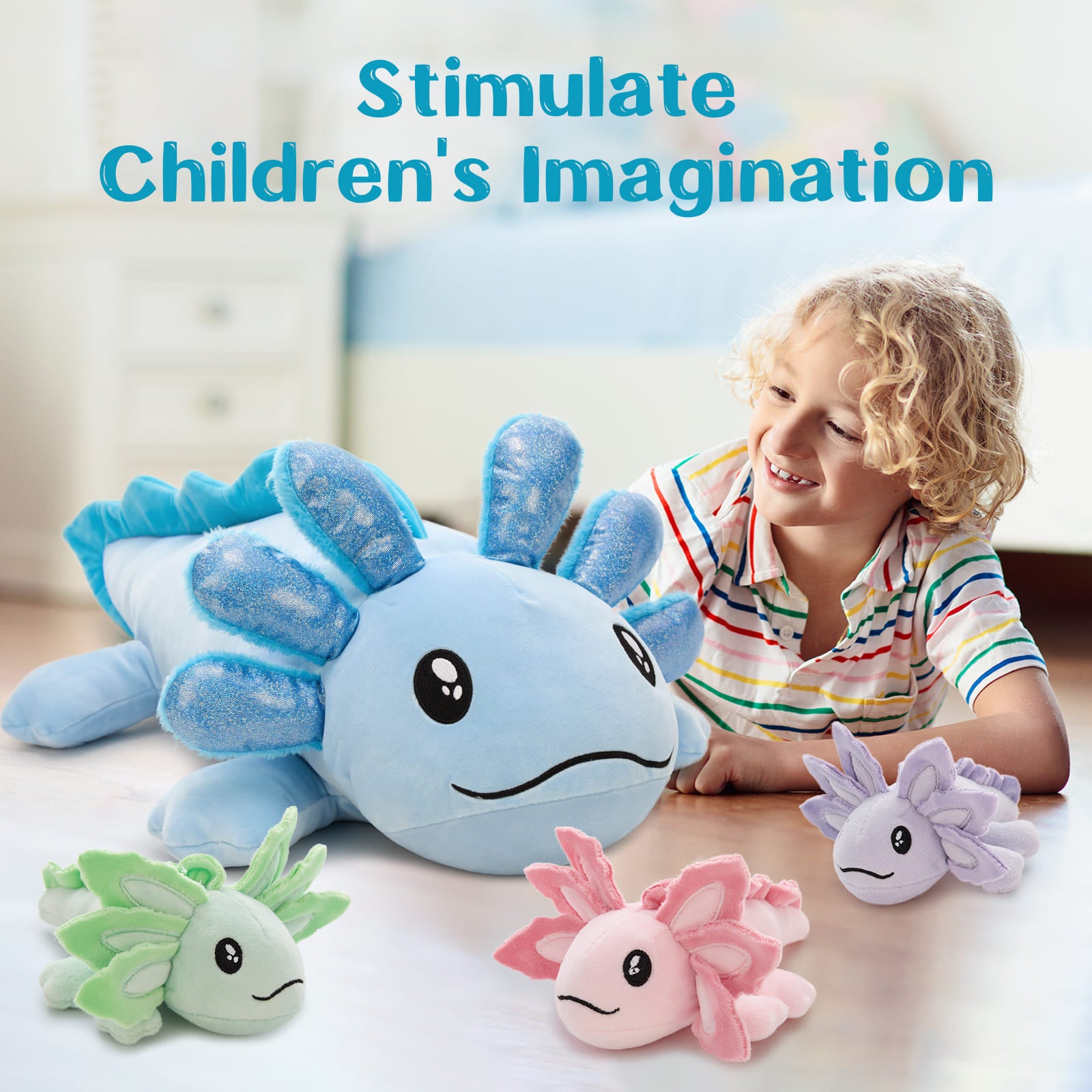 Axolotl Stuffed Animals with Babies Inside The Belly, 31.5 Inches