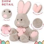 Cute Easter Bunny Plush Toys - Big Rabbit Stuffed Animals with A Pink Bow - Easter Gift for Kids Teens Adults - Cute Cartoon Bunny Plush Pillows 31 Inches - Birthday Gift for Friends