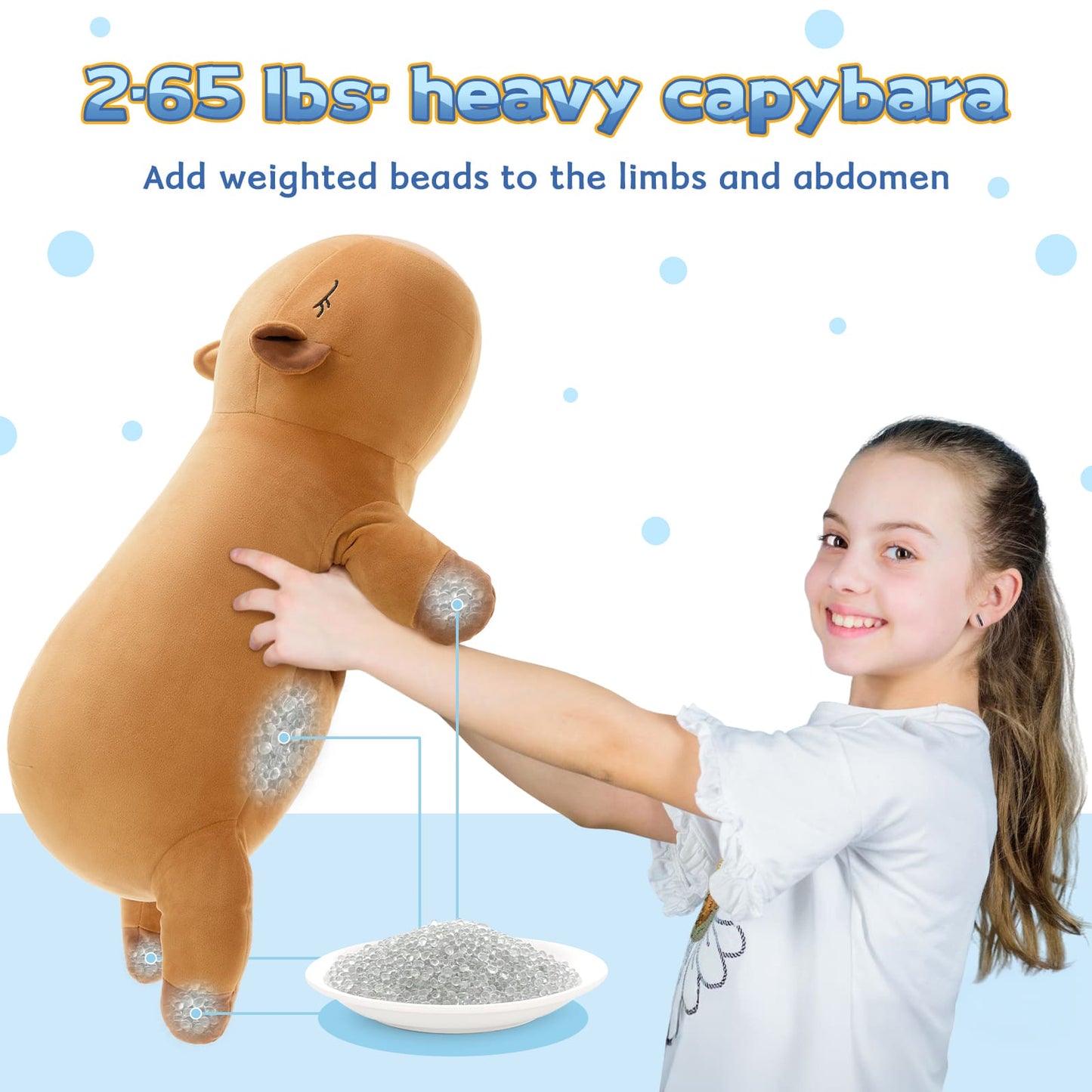 Large Capybara Plush Toys - Weighted Throw Pillows - Kawaii Capybara Stuffed Animals - Birthday Christmas Graduation Valentine's Day Mother's Day Gift Guide - Free Shipping Now