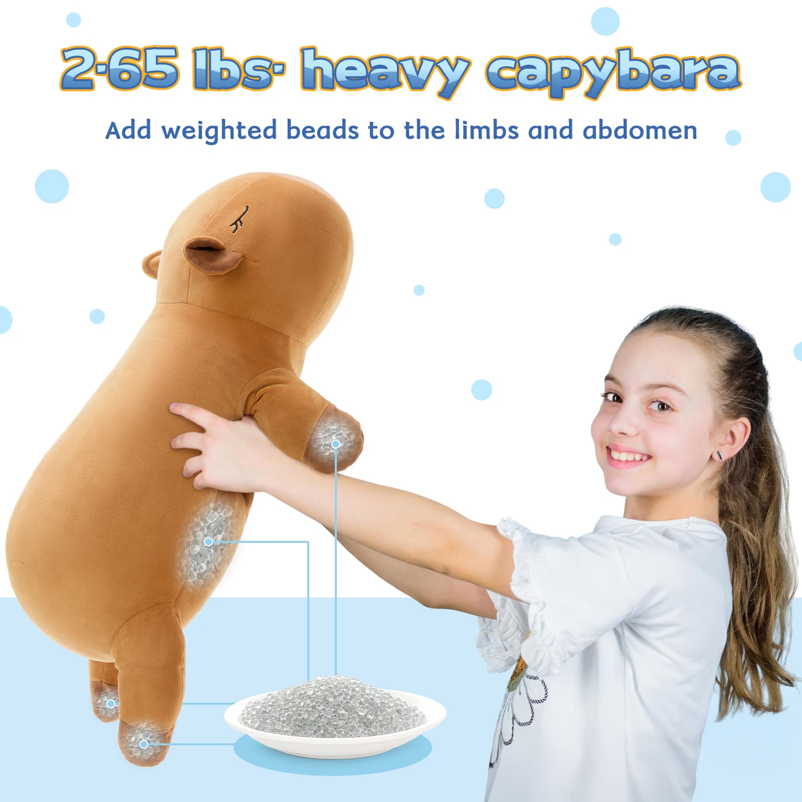Large Capybara Weighted Plush Toys, Brown, 27.6 Inches