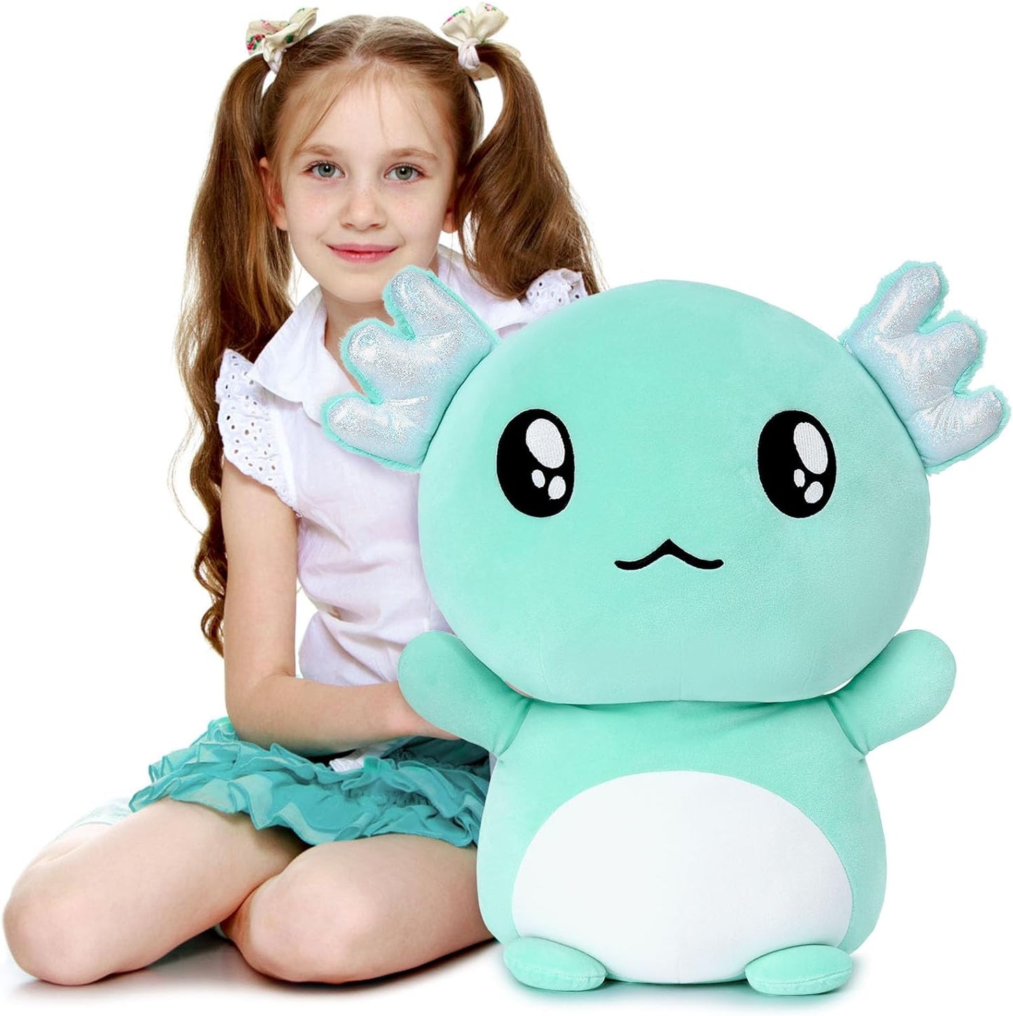 Big Eyes Axolotl Stuffed Toy, Mint Green, 20 Inches