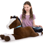 Big Horse Stuffed Animals - Coffee Massive Horse Plush Toys - 4 FT Huge Horse Plush Dolls - Farm Animal Plush Pillows - Cute Little Pony Plush Dolls - Christmas/Birthday/Baby Shower Gift Ideas
