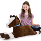 Big Horse Stuffed Animals - Coffee Massive Horse Plush Toys - 4 FT Huge Horse Plush Dolls - Farm Animal Plush Pillows - Cute Little Pony Plush Dolls - Christmas/Birthday/Baby Shower Gift Ideas
