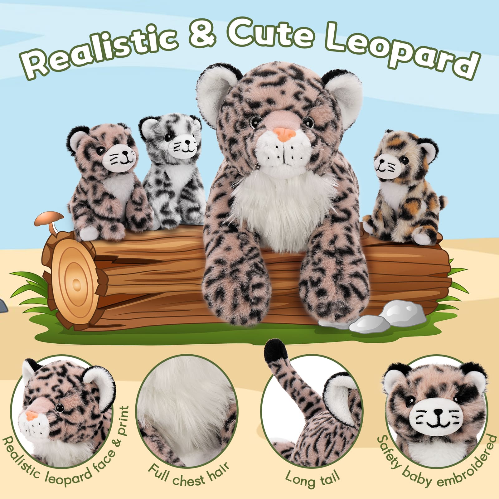 Leopard Stuffed Animal Set, 18 Inches