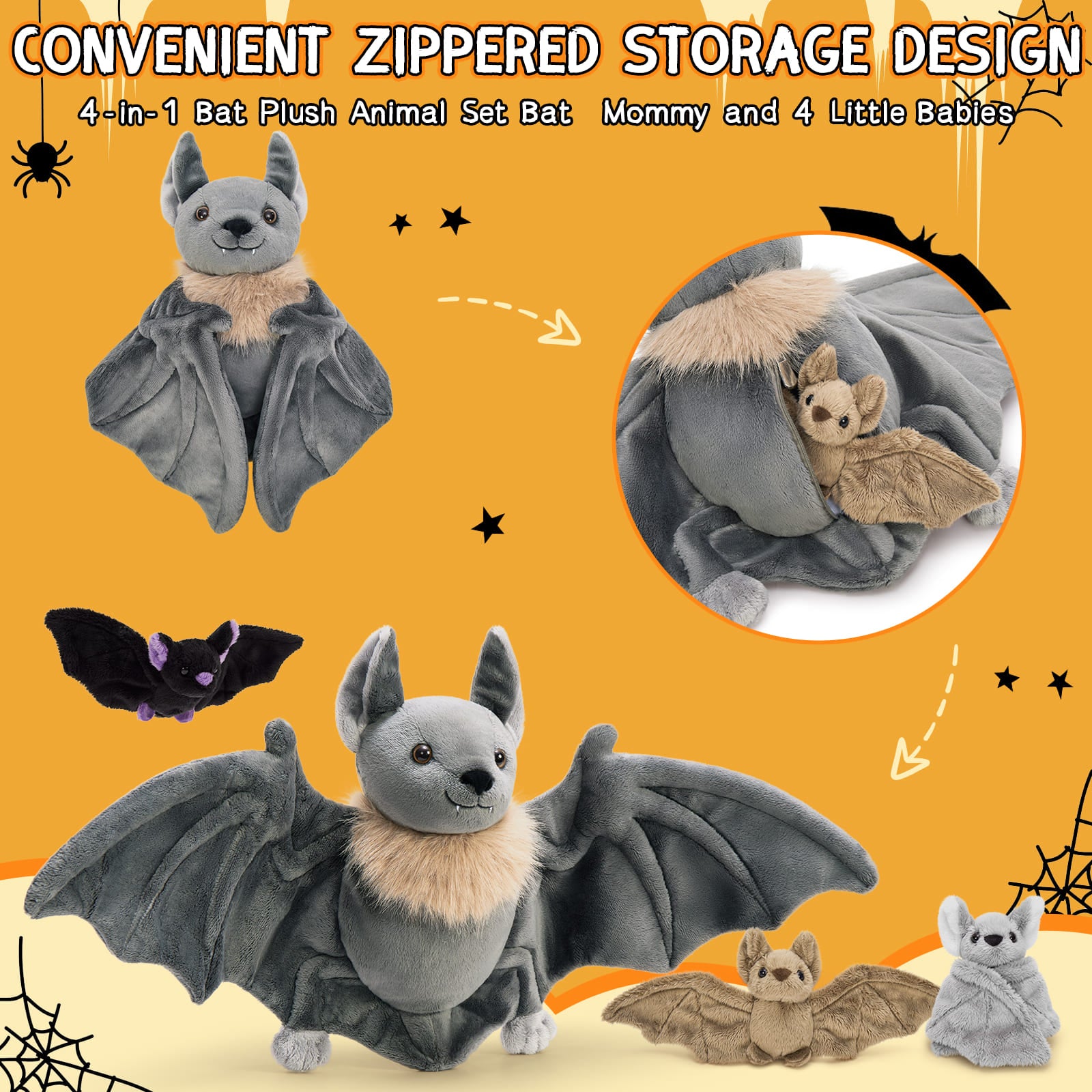 Lifelike Bat Stuffed Animals Halloween Plush Toys, 31.5 Inches
