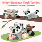 Big Raccoon with Four Mini Raccoons, 17.7 Inches - MorisMos Stuffed Animals - Free Shipping
