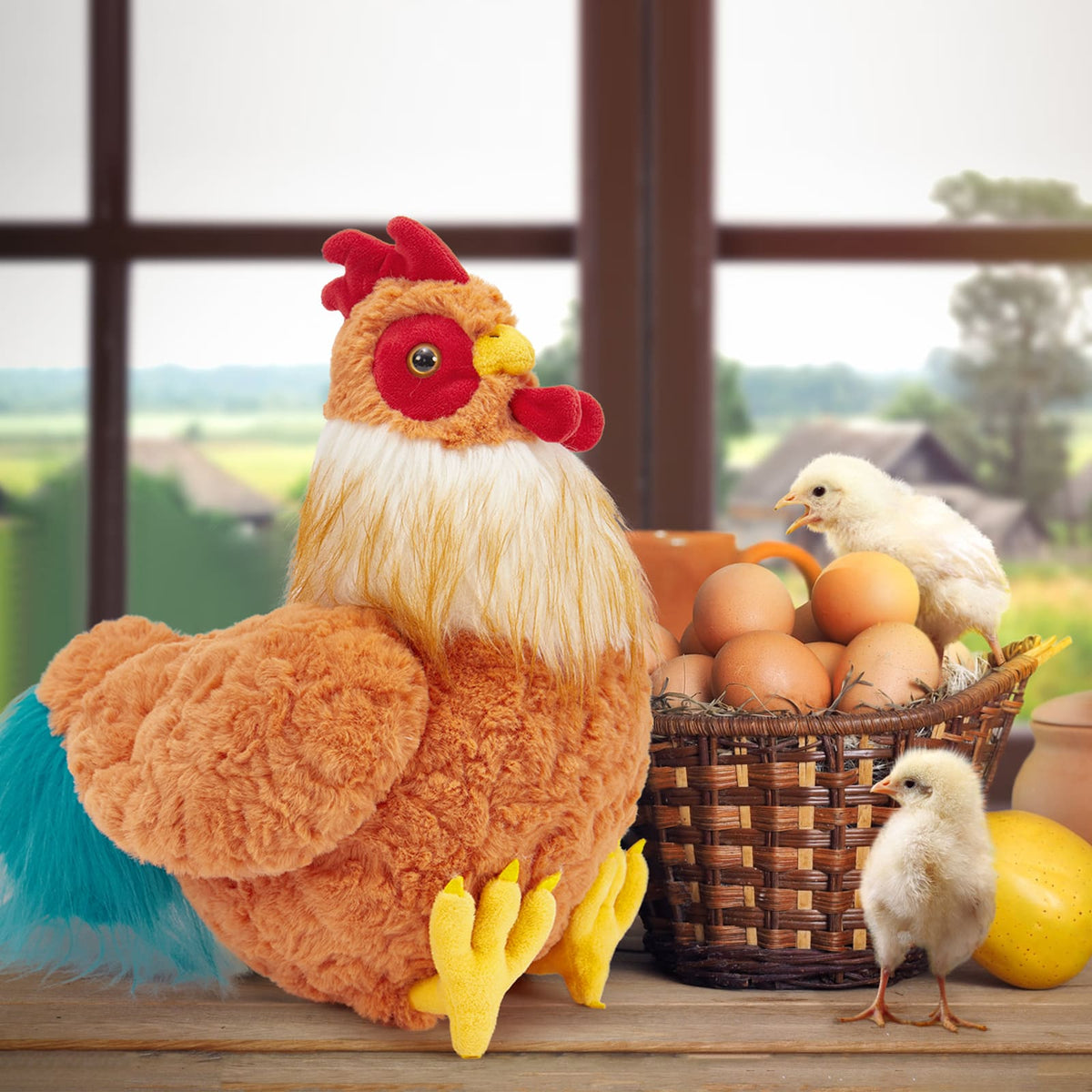 Multiverses Roster Plush Rooster Stuffed Animals Chicken Plush Toy, 18 Inches