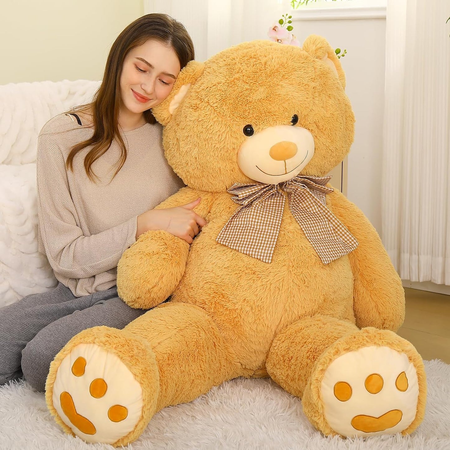 MorisMos Stuffed Animals - Big Brown Teddy Bear Plush Toys -Giant Teddy Bear Plush Dolls - Valentine's Day Teddy Bears&Gifts for Boyfriend/Girlfriend - ' We Can Bearly Wait' Teddy Bear Theme Baby Shower Decor Ideas - Gender Reveal Party Teddy Bear Decorations -Birthday/Christmas/Graduation Gift for friends - Romantic Anniversary Gift for Wife/Husband