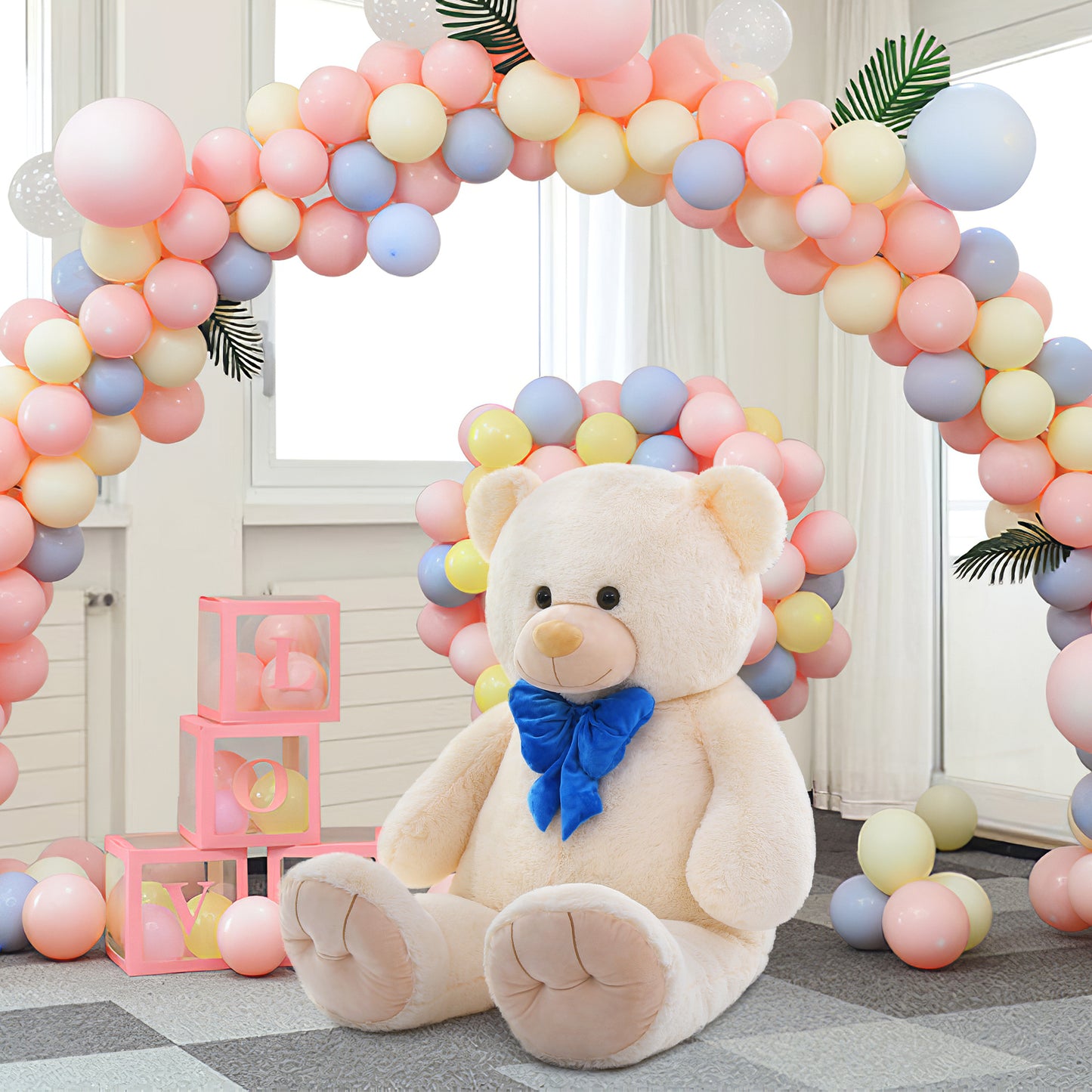 Giant White Teddy Bear Plush Toys - Beige Teddy Bear Stuffed Animals - Massive Valentine's Day Teddy Bears&Gifts - Soft Cuddly Smiling Face Big Teddy Bear Plush Gift for Girlfriend/Boyfriend - Teddy Bear Plush Dolls for Birthday/Baby Shower/Christmas