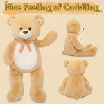 MorisMos Stuffed Animals - Giant Light Brown Teddy Bear Plush Toys - 4 Feet Teddy Bear Plush Dolls - Valentine's Day Teddy Bears&Gifts for Boyfriend/Girlfriend - ' We Can Bearly Wait' Teddy Bear Theme Baby Shower Decor Ideas - Birthday/Christmas/Graduation Gift for friends - Romantic Anniversary Gift for Wife/Husband