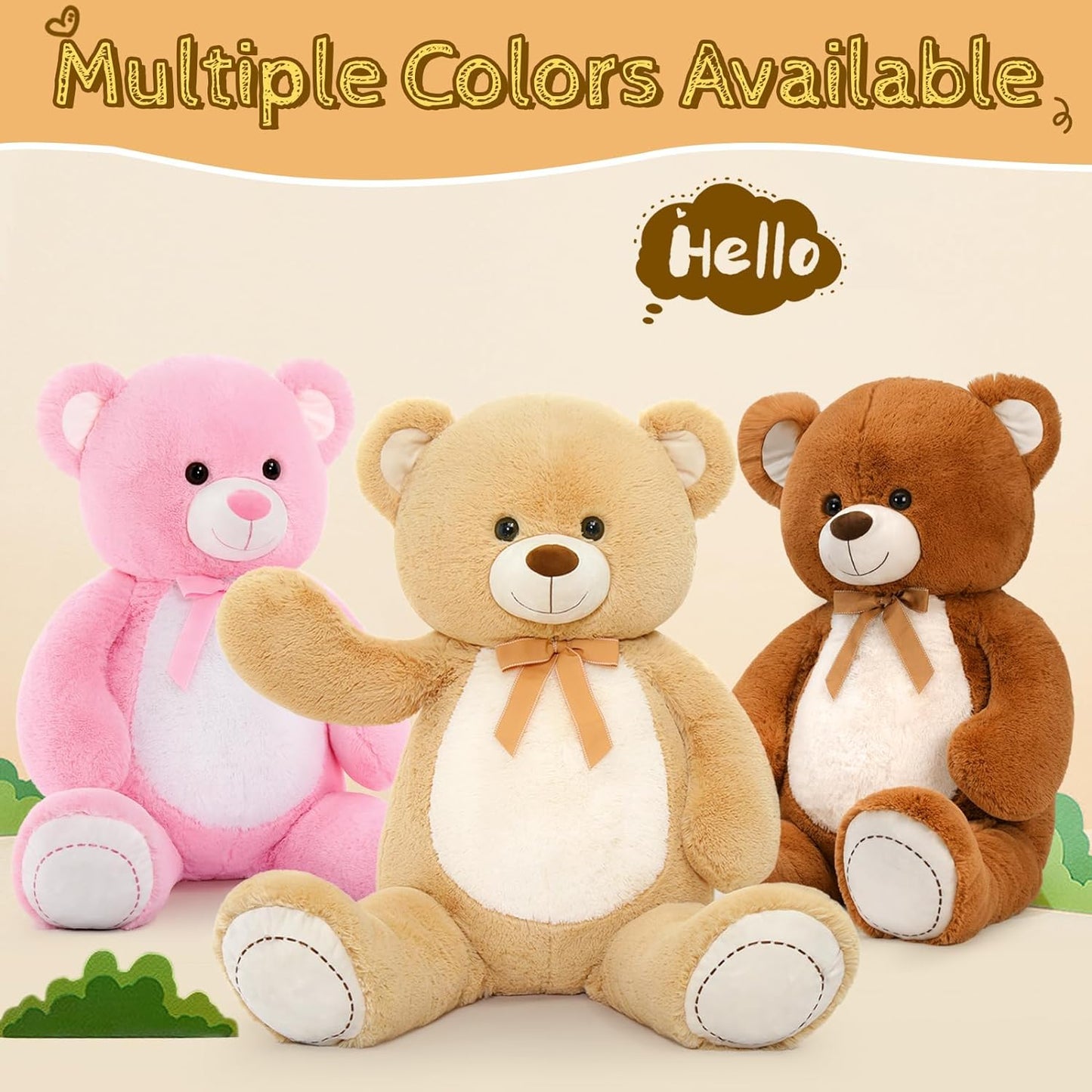 MorisMos Stuffed Animals - Giant Teddy Bear Plush Toys - 4 Feet Teddy Bear Plush Dolls - Valentine's Day Teddy Bears&Gifts for Boyfriend/Girlfriend - ' We Can Bearly Wait' Teddy Bear Theme Baby Shower Decor Ideas - Birthday/Christmas/Graduation Gift for friends - Romantic Anniversary Gift for Wife/Husband