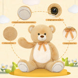 MorisMos Stuffed Animals - Giant Light Brown Teddy Bear Plush Toys - 4 Feet Teddy Bear Plush Dolls - Valentine's Day Teddy Bears&Gifts for Boyfriend/Girlfriend - ' We Can Bearly Wait' Teddy Bear Theme Baby Shower Decor Ideas - Birthday/Christmas/Graduation Gift for friends - Romantic Anniversary Gift for Wife/Husband