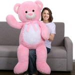 MorisMos Stuffed Animals - Giant Pink Teddy Bear Plush Toys - 4 Feet Teddy Bear Plush Dolls - Valentine's Day Teddy Bears&Gifts for Boyfriend/Girlfriend - ' We Can Bearly Wait' Teddy Bear Theme Baby Shower Decor Ideas - Birthday/Christmas/Graduation Gift for friends - Romantic Anniversary Gift for Wife/Husband