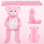 MorisMos Stuffed Animals - Giant Pink Teddy Bear Plush Toys - 4 Feet Teddy Bear Plush Dolls - Valentine's Day Teddy Bears&Gifts for Boyfriend/Girlfriend - ' We Can Bearly Wait' Teddy Bear Theme Baby Shower Decor Ideas - Birthday/Christmas/Graduation Gift for friends - Romantic Anniversary Gift for Wife/Husband