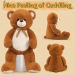 MorisMos Stuffed Animals - Giant Dark Brown Teddy Bear Plush Toys - 4 Feet Teddy Bear Plush Dolls - Valentine's Day Teddy Bears&Gifts for Boyfriend/Girlfriend - ' We Can Bearly Wait' Teddy Bear Theme Baby Shower Decor Ideas - Birthday/Christmas/Graduation Gift for friends - Romantic Anniversary Gift for Wife/Husband