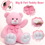 Giant Pink Teddy Bear Plush Toys - Pink Teddy Bear Stuffed Animals - Massive Valentine's Day Teddy Bears&Gifts - Soft Cuddly Smiling Face Big Teddy Bear Plush Gift for Girlfriend/Boyfriend - Teddy Bear Plush Dolls for Birthday/Baby Shower/Christmas