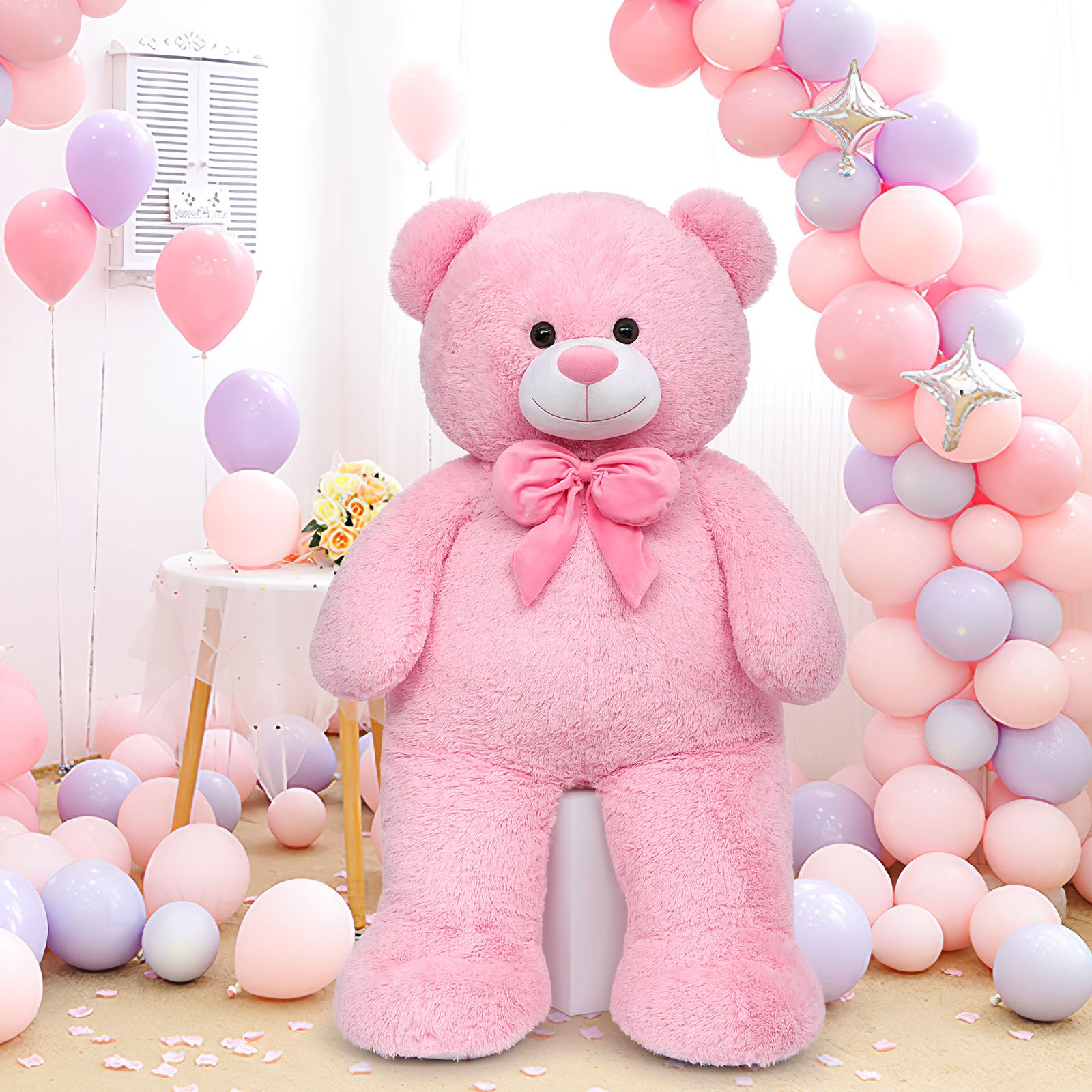 Giant Pink Teddy Bear Plush Toys - Pink Teddy Bear Stuffed Animals - Massive Valentine's Day Teddy Bears&Gifts - Soft Cuddly Smiling Face Big Teddy Bear Plush Gift for Girlfriend/Boyfriend - Teddy Bear Plush Dolls for Birthday/Baby Shower/Christmas