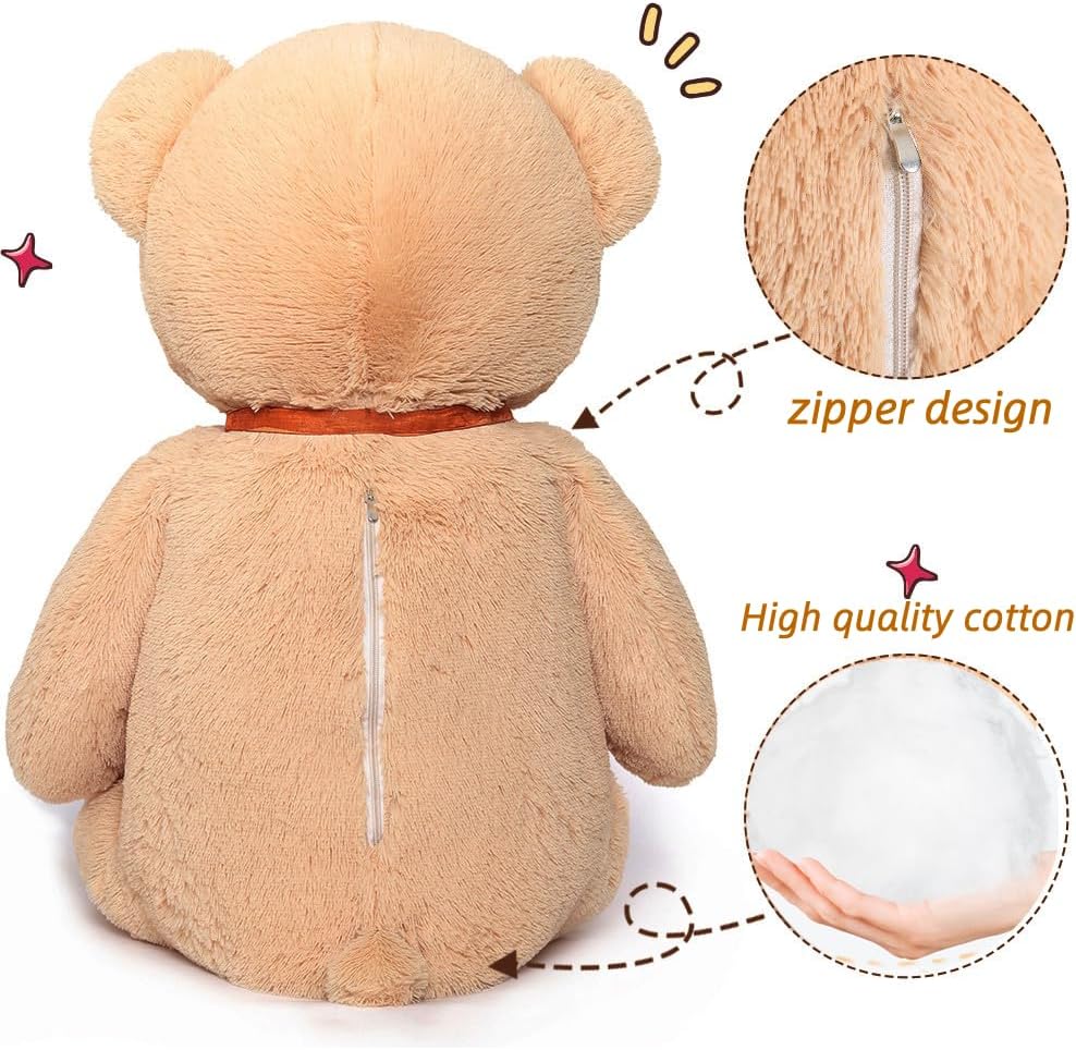 MorisMos Stuffed Animals - Big Brown Teddy Bear Plush Toys - 40 Inches Teddy Bear Plush Dolls - Valentine's Day Teddy Bears&Gifts for Boyfriend/Girlfriend - ' We Can Bearly Wait' Teddy Bear Theme Baby Shower Decor Ideas - Gender Reveal Party Teddy Bear Decorations -Birthday/Christmas/Graduation Gift for friends - Romantic Anniversary Gift for Wife/Husband
