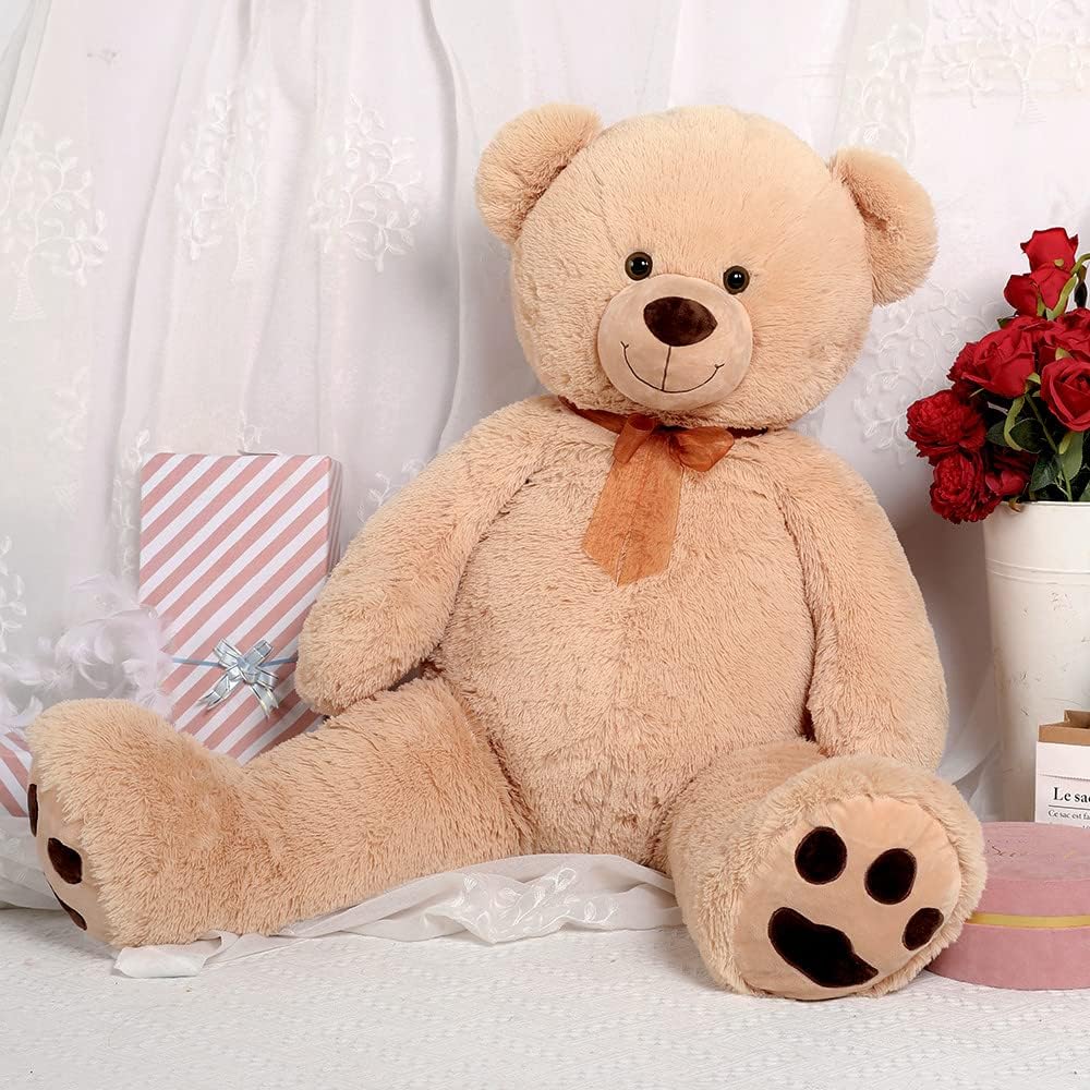 MorisMos Stuffed Animals - Big Brown Teddy Bear Plush Toys - 40 Inches Teddy Bear Plush Dolls - Valentine's Day Teddy Bears&Gifts for Boyfriend/Girlfriend - ' We Can Bearly Wait' Teddy Bear Theme Baby Shower Decor Ideas - Gender Reveal Party Teddy Bear Decorations -Birthday/Christmas/Graduation Gift for friends - Romantic Anniversary Gift for Wife/Husband