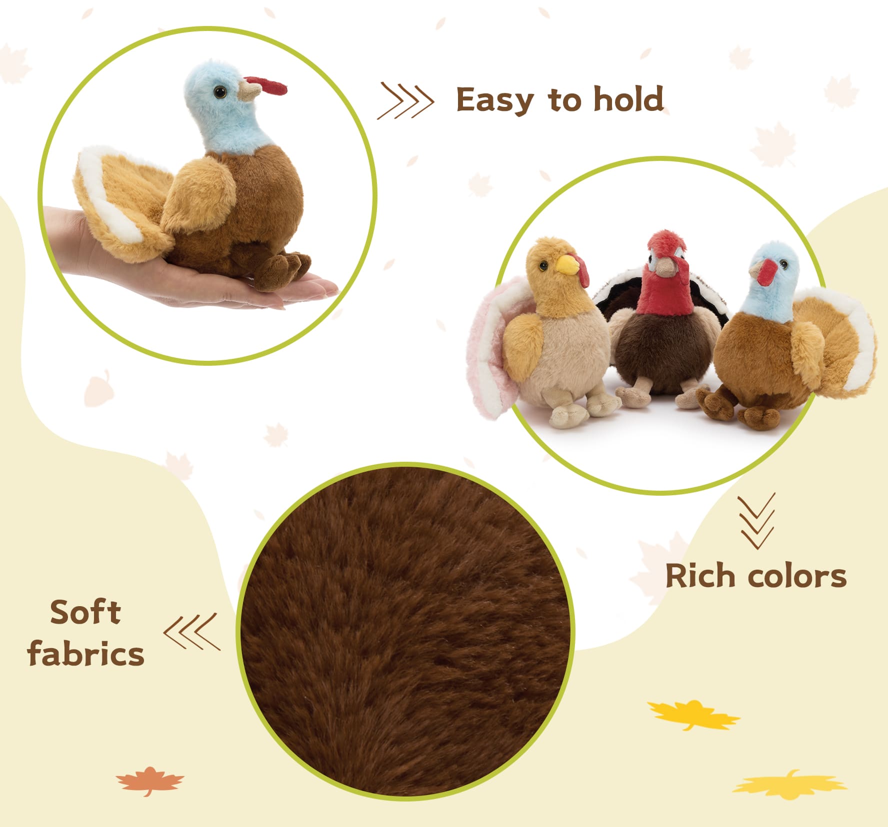 Turkey Plush Toys with Babies Inside the Belly, 14 Inches