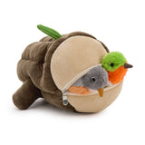 9.8 Inch Tree Stump Plush Toy Set with Three Birds and One Egg