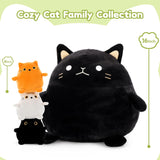 Black Fat Cat Plush Toys, 15.75 Inches - MorisMos Stuffed Animals - Free Shipping - Stuffed Animal Babies with Their Mom - Black Cat Plush Toys - Cute Cartoon Cat Plush Pillows for Bed/Sofa - Cozy Cushion Pillows - Cartoon Pillows for Kids Teens Adults - Birthday Gift for Friends
