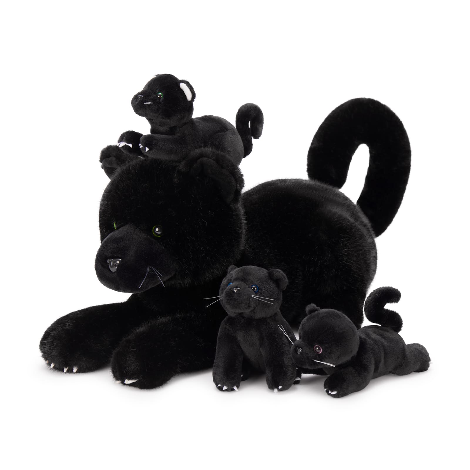 17.7-Inch Black Panther Plush Toy Set with Three Babies