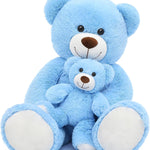 Blue Teddy Bear Plush Toys - Happy Smiling Face Pluffy Teddy Bear - 39-inch Teddy Bear Stuffed Animals - Teddy Bear Theme Baby Shower - Cute Teddy Bear Plush Dolls - Valentine's Day Teddy Bears&Gifts - Anniversary Gift for Wife/Husband - Vday Gift for Girlfriend/Boyfriend - Stuffed Animal Bear Babies with Their Mom