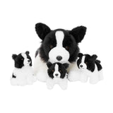 Border Collie Mom & Puppies Plush Set Herding Dog Stuffed Animals
