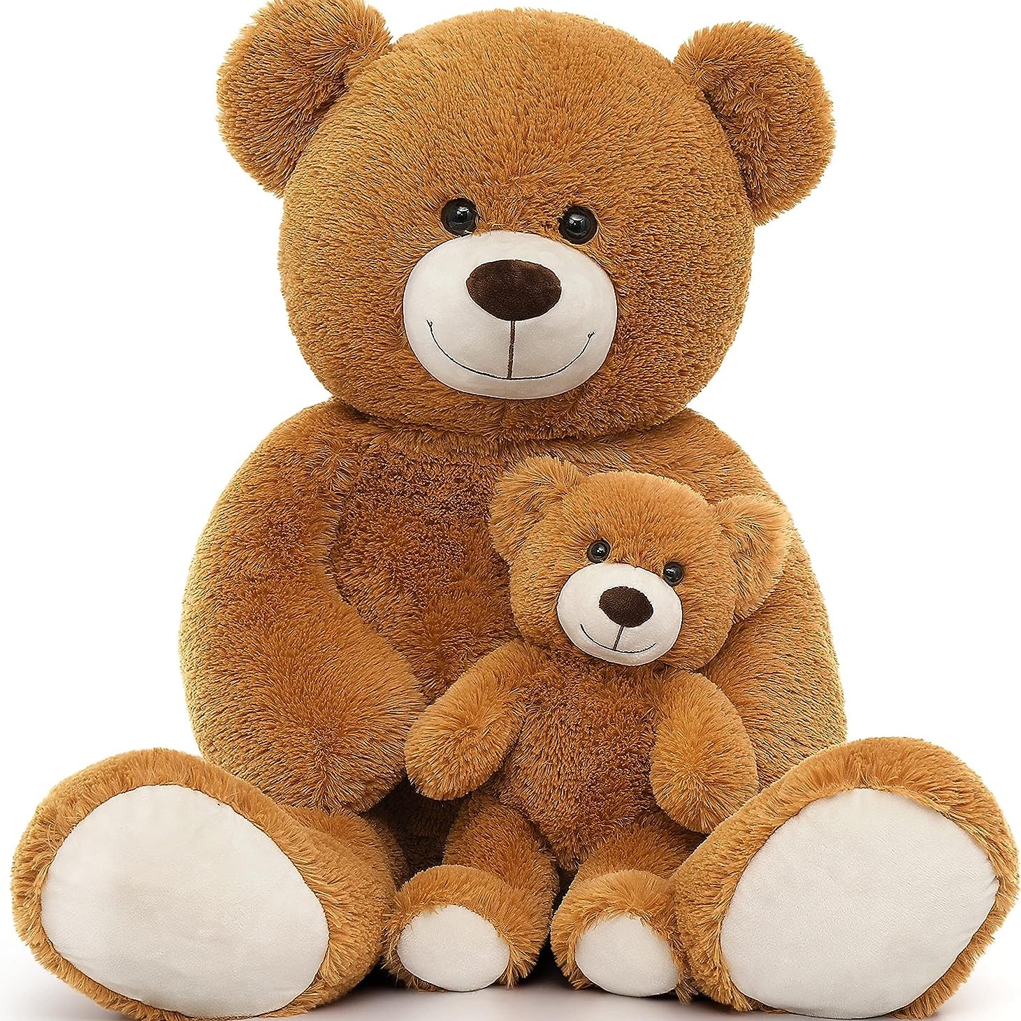 Brown Teddy Bear Plush Toys - Happy Smiling Face Pluffy Teddy Bear - 39-inch Teddy Bear Stuffed Animals - Teddy Bear Theme Baby Shower - Cute Teddy Bear Plush Dolls - Valentine's Day Teddy Bears&Gifts - Anniversary Gift for Wife/Husband - Vday Gift for Girlfriend/Boyfriend - Stuffed Animal Bear Babies with Their Mom