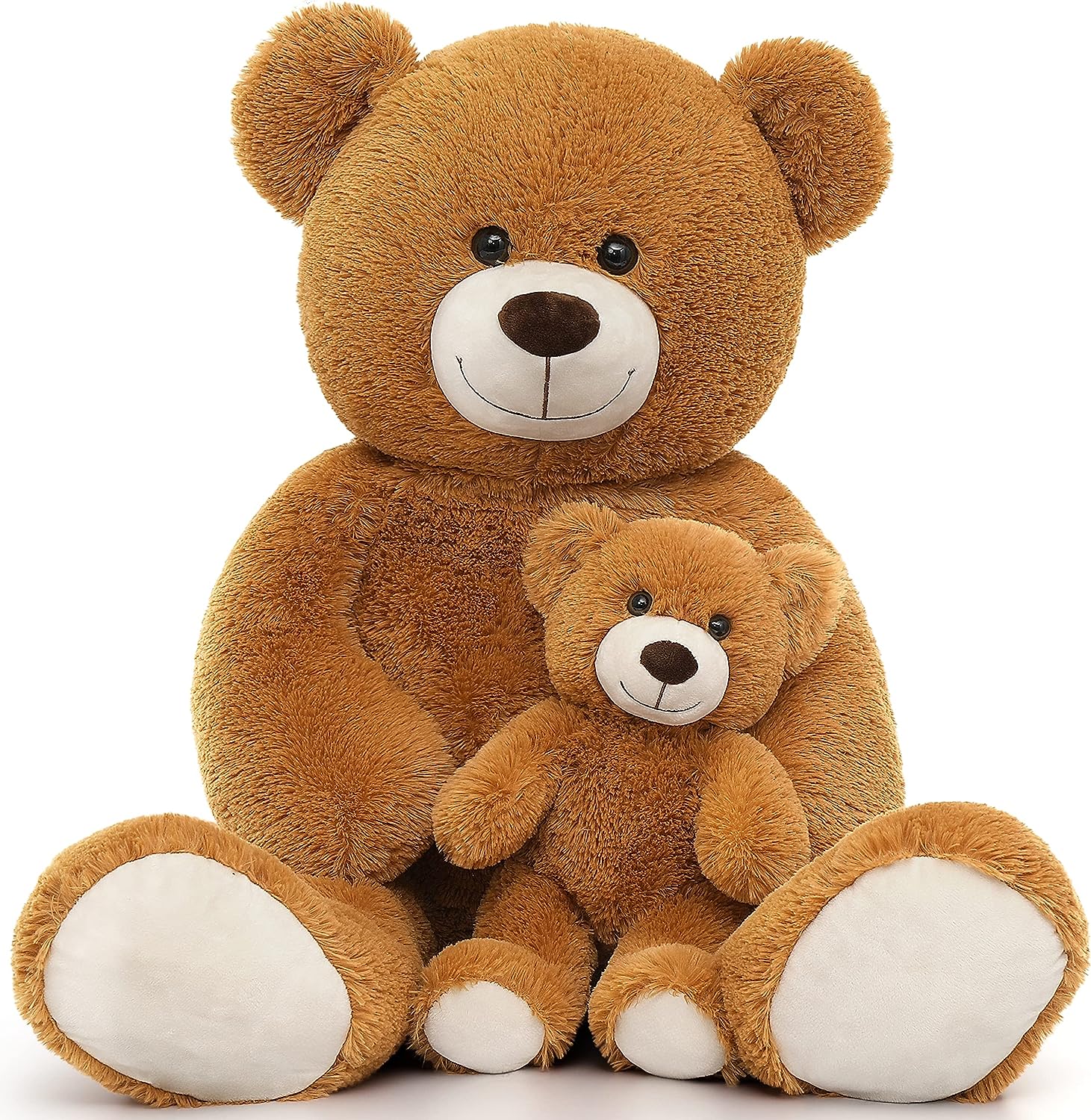 Brown Teddy Bear Plush Toys - Happy Smiling Face Pluffy Teddy Bear - 39-inch Teddy Bear Stuffed Animals - Teddy Bear Theme Baby Shower - Cute Teddy Bear Plush Dolls - Valentine's Day Teddy Bears&Gifts - Anniversary Gift for Wife/Husband - Vday Gift for Girlfriend/Boyfriend - Stuffed Animal Bear Babies with Their Mom