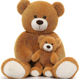 Brown Teddy Bear Plush Toys - Happy Smiling Face Pluffy Teddy Bear - 39-inch Teddy Bear Stuffed Animals - Teddy Bear Theme Baby Shower - Cute Teddy Bear Plush Dolls - Valentine's Day Teddy Bears&Gifts - Anniversary Gift for Wife/Husband - Vday Gift for Girlfriend/Boyfriend - Stuffed Animal Bear Babies with Their Mom