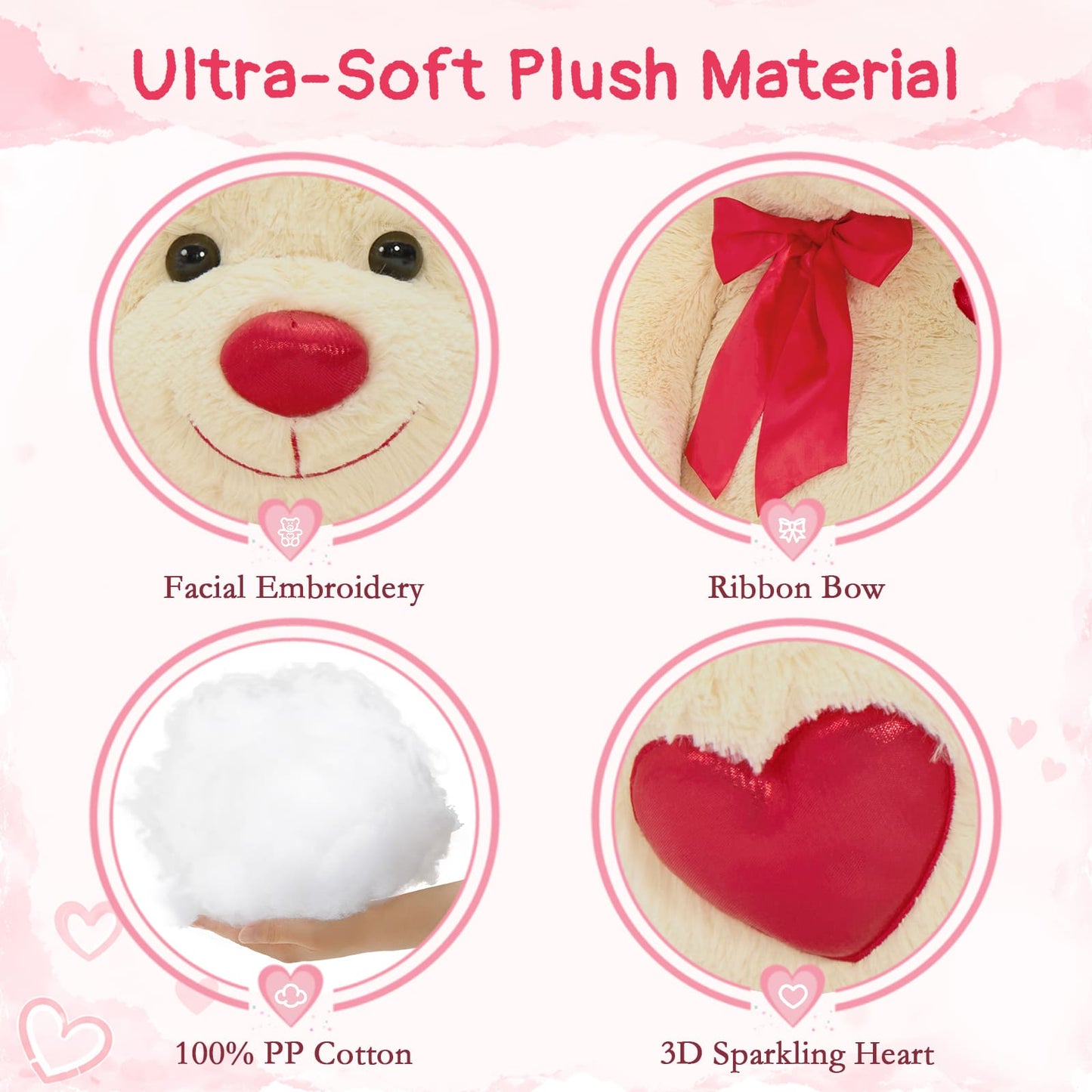 Oversized cream teddy bear plush for birthday surprise