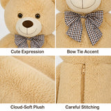 Adorable brown teddy bear stuffed animal plush with huggable body and soft fur texture, perfect gift choice for kids, baby showers, holidays, and special celebration occasions
