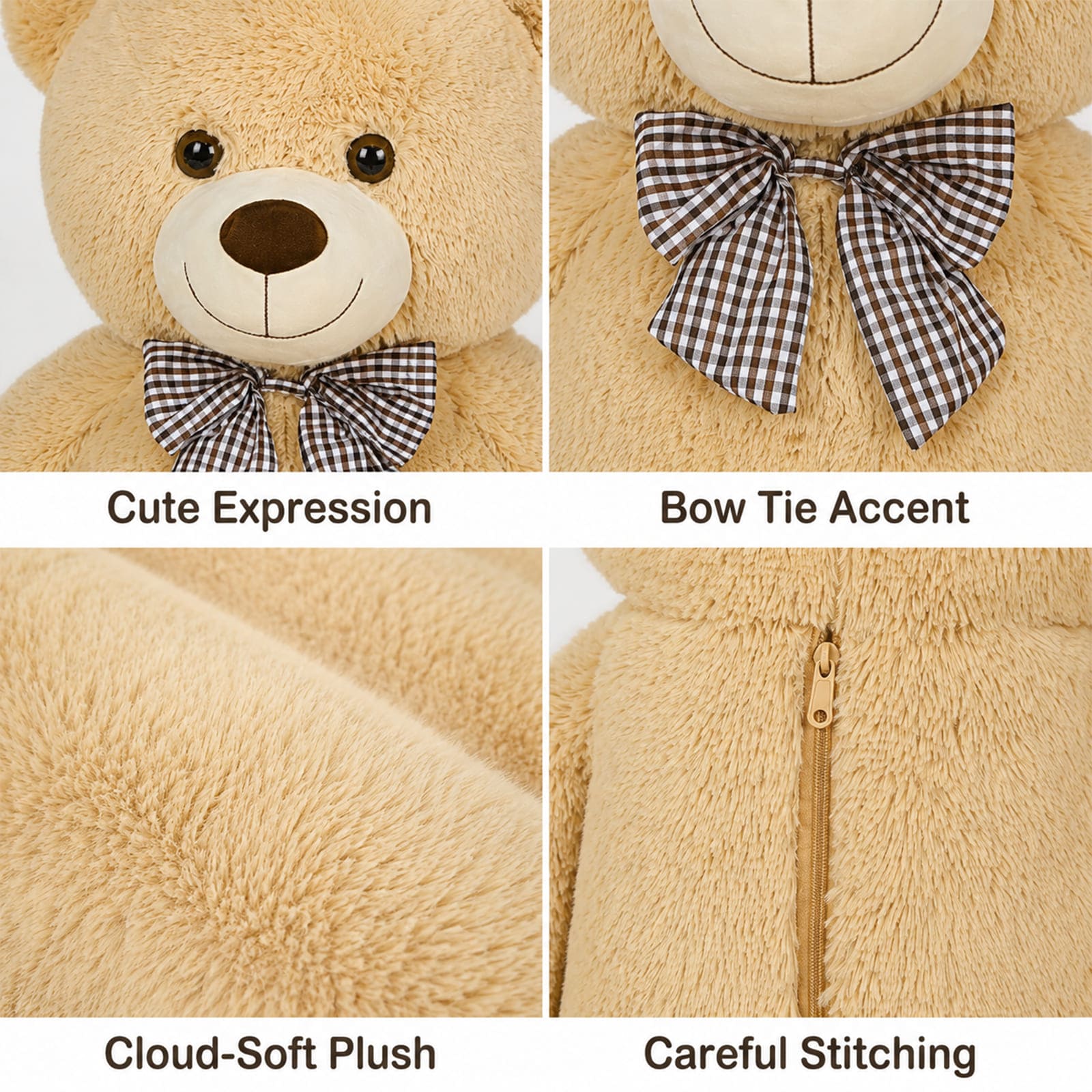Giant Teddy Bear Plush Toys, Light Brown, 47/55/59/71 Inches