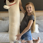 Bulldog Long Throw Pillow Dog Stuffed Animals, Beige, 43.3 Inches - MorisMos Stuffed Animals