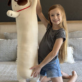 Bulldog Long Throw Pillow Dog Stuffed Animals, Beige, 43.3 Inches - MorisMos Stuffed Animals