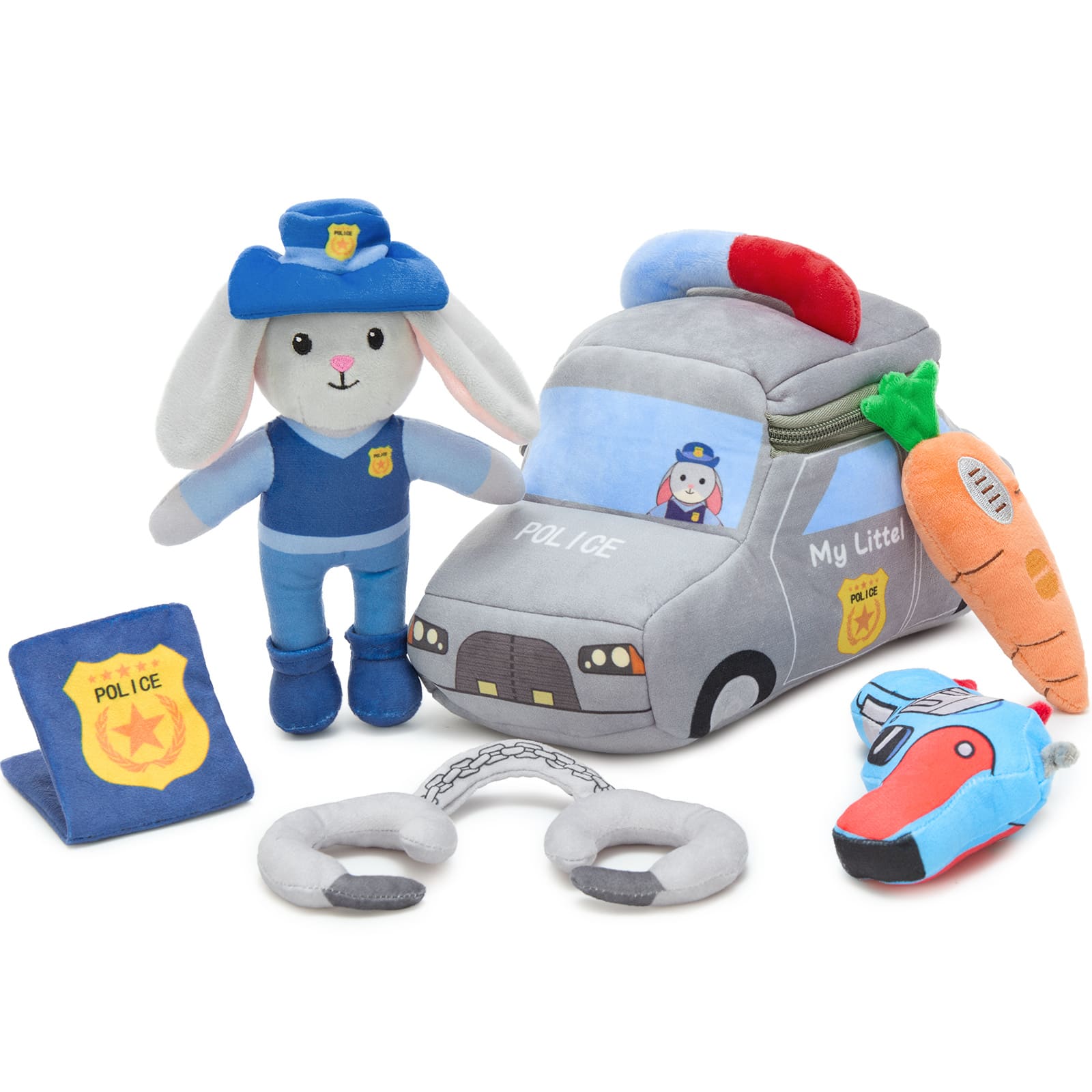 Plush Police Bunny Playset with Police Car Carrying Bag