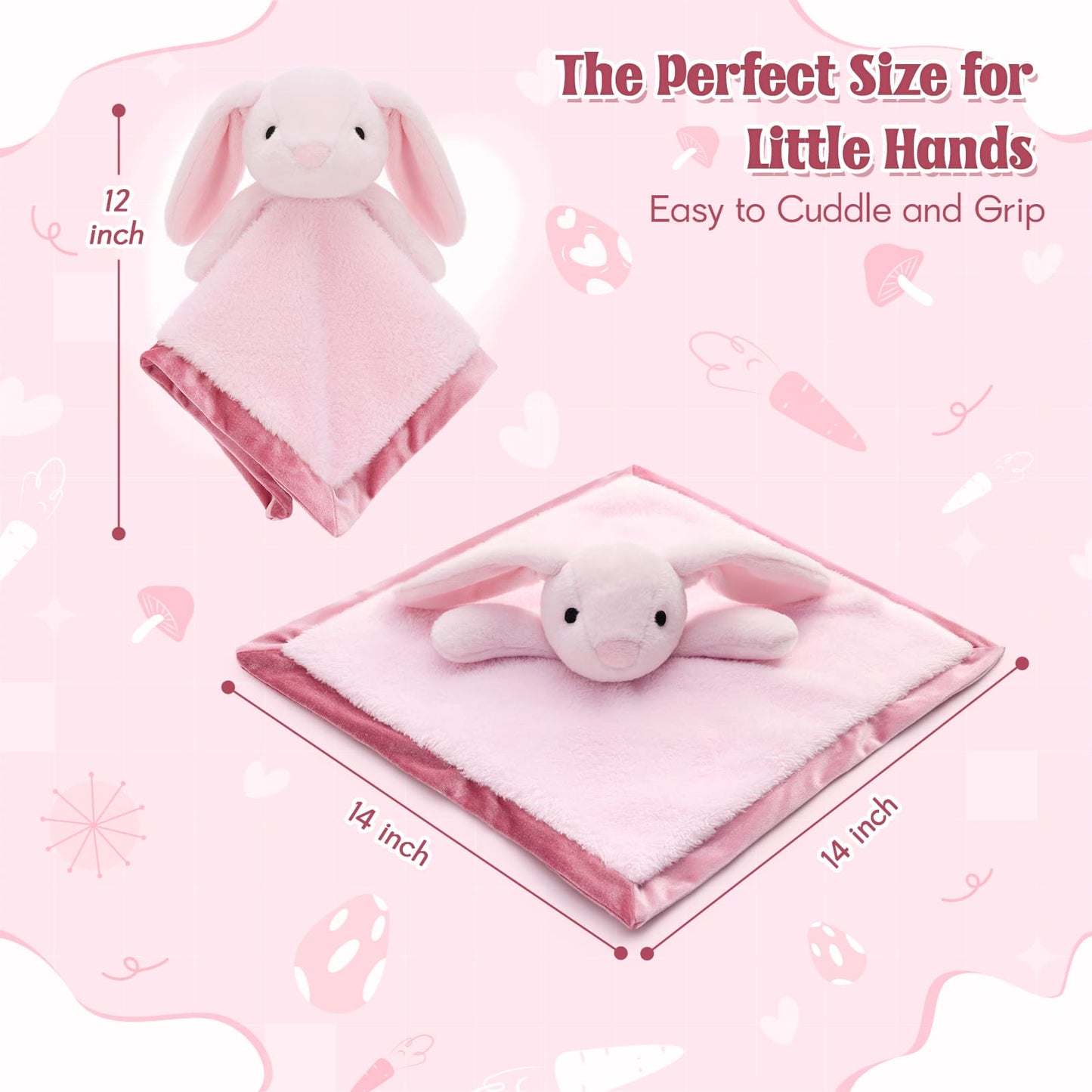 Toddler bunny lovey blanket with soft plush dog toy head and cozy comfort blanket designed for babies and infants to cuddle, sleep, and self-soothe.