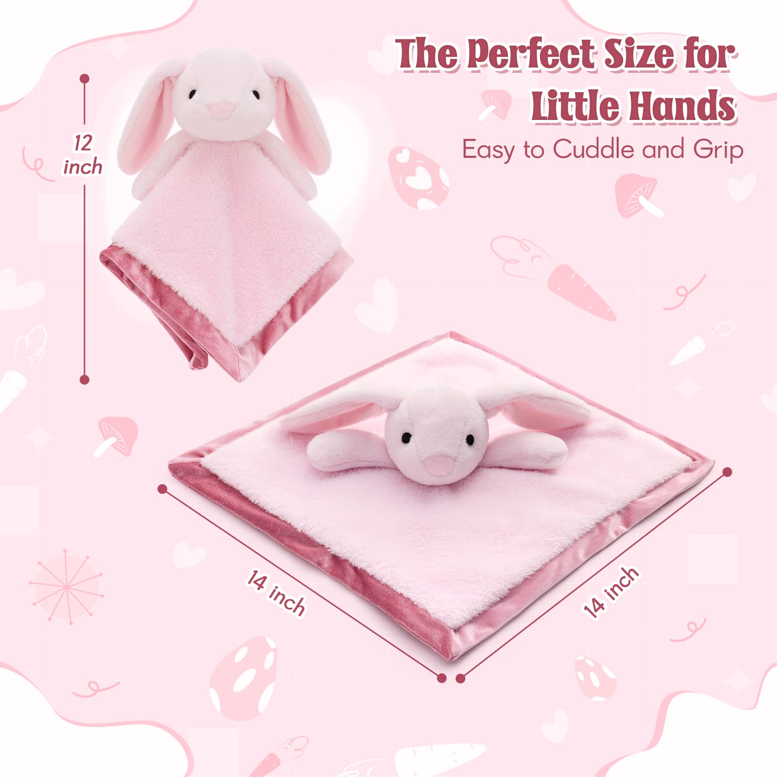 Animal Security Blanket Soft Plush Lovey Comfort Blanket, 14 Inches