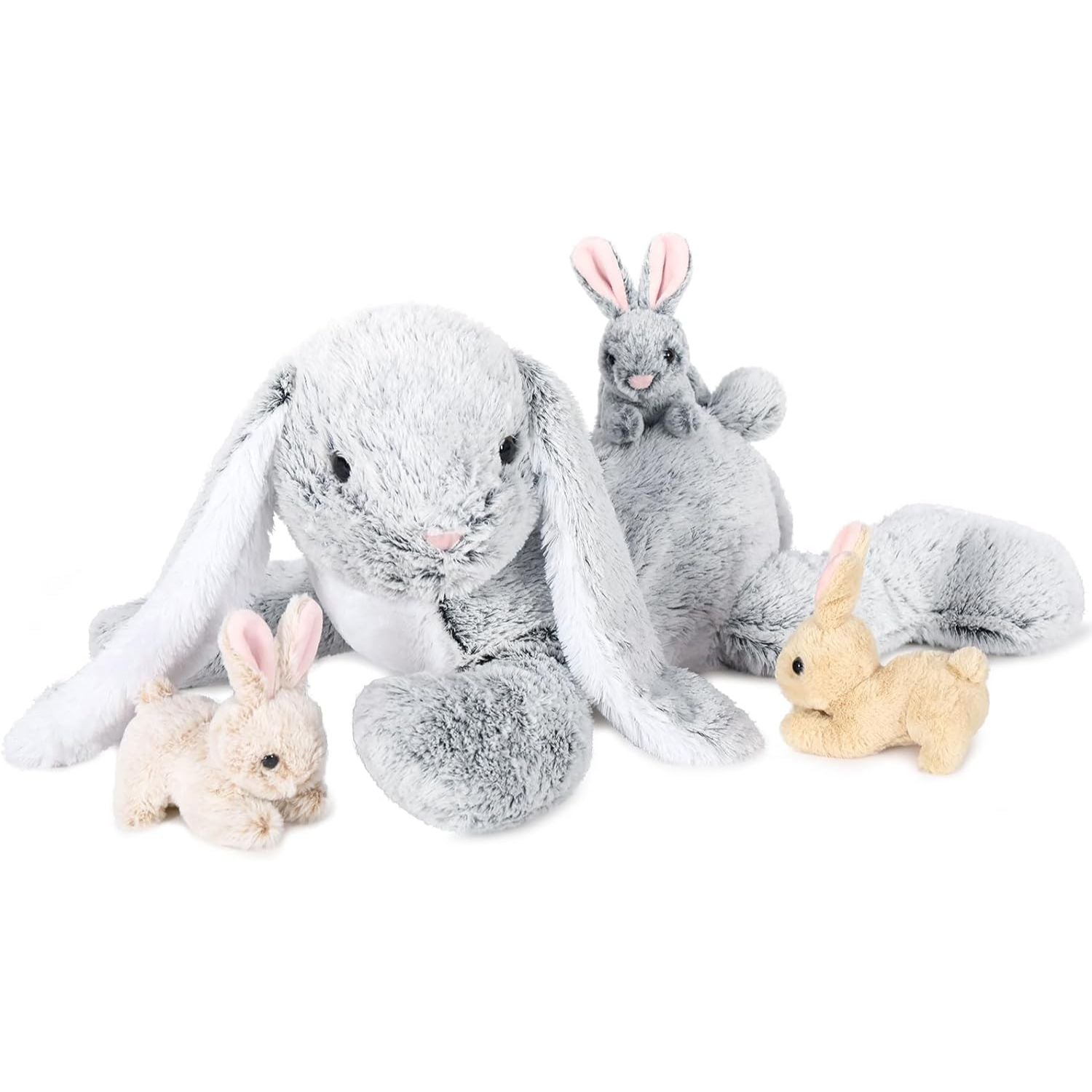 Bunny Stuffed Animal Toy Set, Pink/Grey, 24 Inches