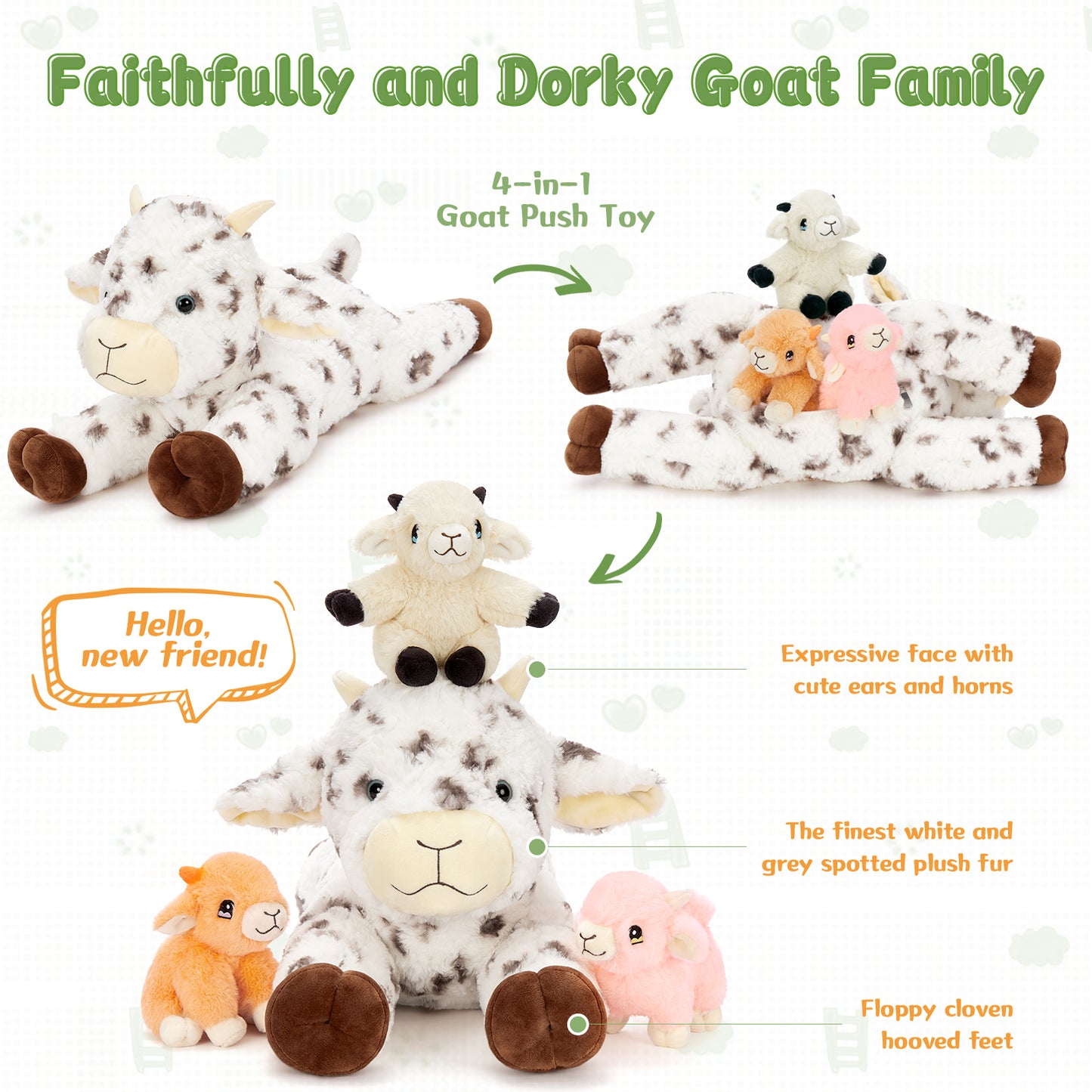 Goat Stuffed Animals Farm Sheep Plush Toys, 22 Inches