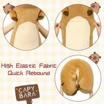Capybara Long Throw Pillow Capybara Stuffed Animals, Brown, 43 Inches