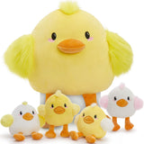 Yellow Duck Stuffed Animals with Four Babies in the Belly - Duckling Stuffed Animal Babies with Their Mom - Birthday, Christmas, Baby Shower Gift Ideas