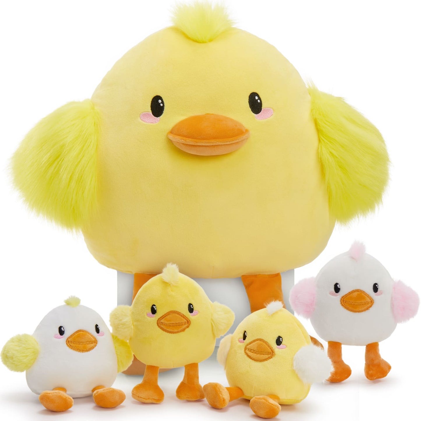 Yellow Duck Stuffed Animals with Four Babies in the Belly - Duckling Stuffed Animal Babies with Their Mom - Birthday, Christmas, Baby Shower Gift Ideas