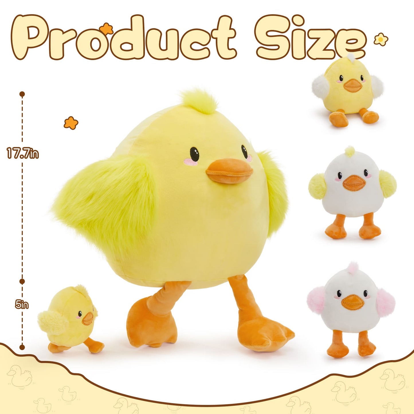 Yellow Duck Stuffed Animals with Four Babies in the Belly - Duckling Stuffed Animal Babies with Their Mom - Birthday, Christmas, Baby Shower Gift Ideas