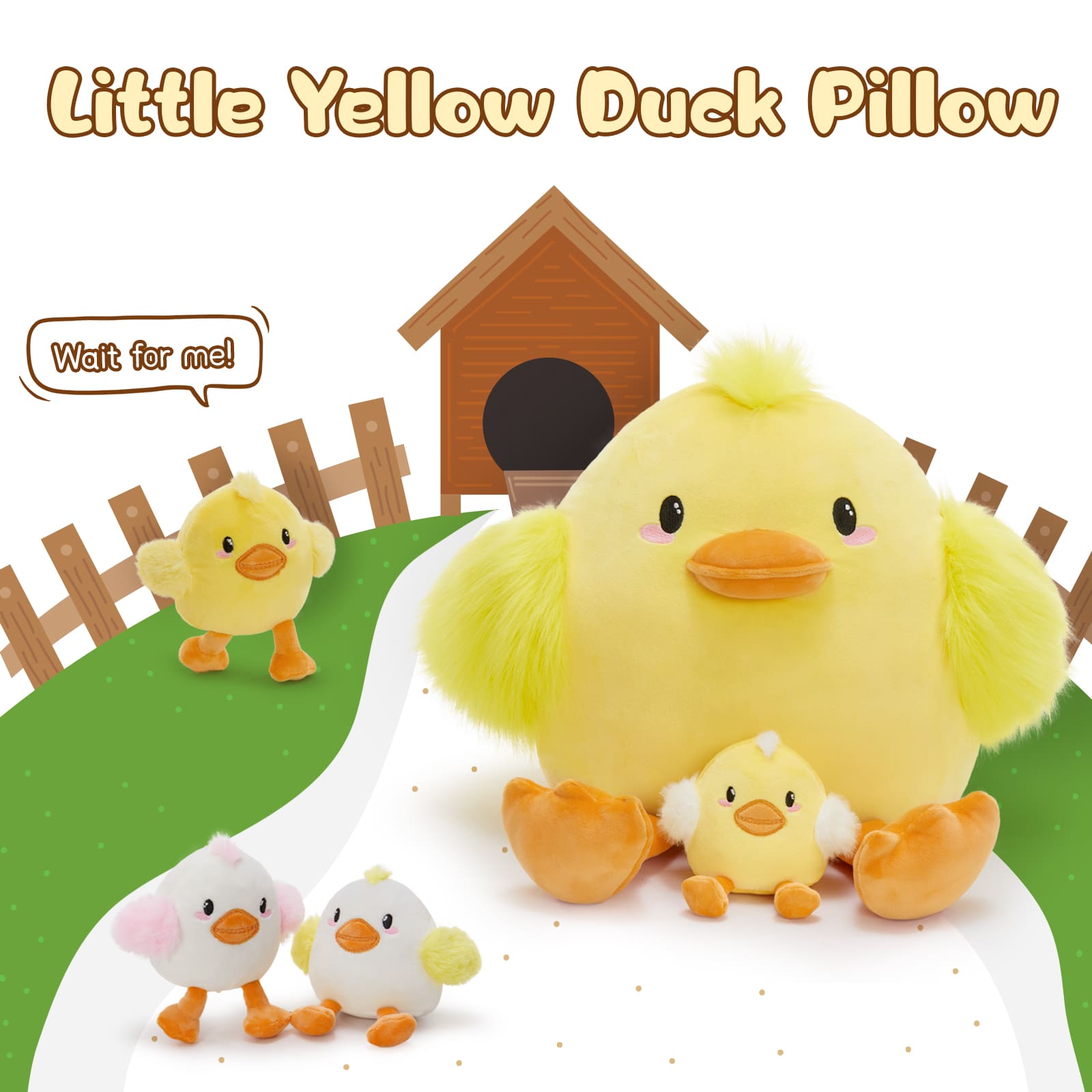 Duck Stuffed Animals Duckling Plush Pillows, Yellow, 17.7 Inches