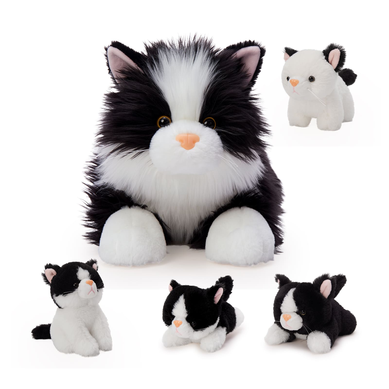 Cat Plush Toy with Four Kittens Soft Stuffed Animal 19.7 Inch
